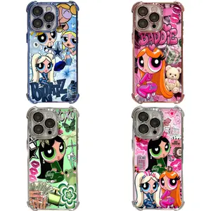 Unique Artistic Design Phone Case Colorful P-PowerPuff INS Y2K Girl Phone Case for IPhone 17 16 11 13 12 14 15 Pro Max Plus Air Cover Protective Drop-proof Retro Stylish Gift