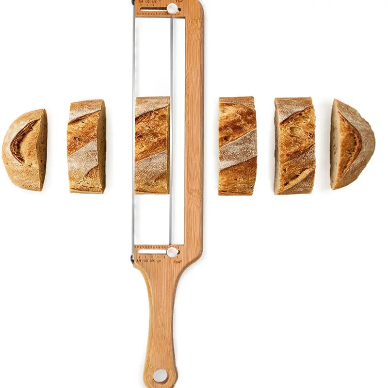 Sebastian CADlA Adjustable Durable Bread Slicer - Upgraded Serrated Stainless Blade Knife with Precision Thickness Guide, for Homemade Loaves, Baking Gift for Artisan Bakers, Kitchen Cutlery Utensils
