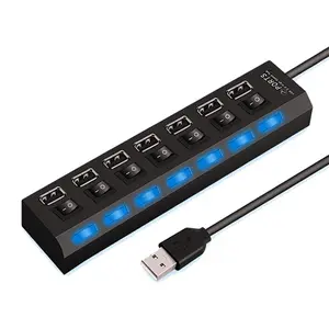 High Speed 4/7 Ports USB HUB 2.0 Adapter Expander Multi USB Splitter Multiple Extender with LED Lamp Switch for PC Lapt