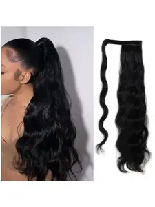 Ombre Wave Ponytail Extension - 22 Inch Long Wave Wrap Around Ponytail for Women, Clip in Ponytails Hair Extensions for Daily, Wavy Synthetic Hairpiece