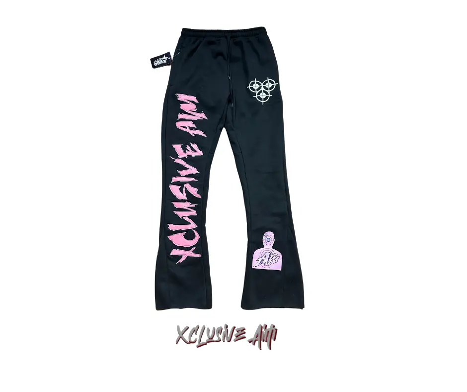Pink & Black-Flare Sweatpants