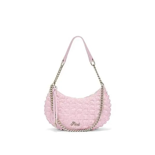 PINK Crescent Ruched Shoulder Bag