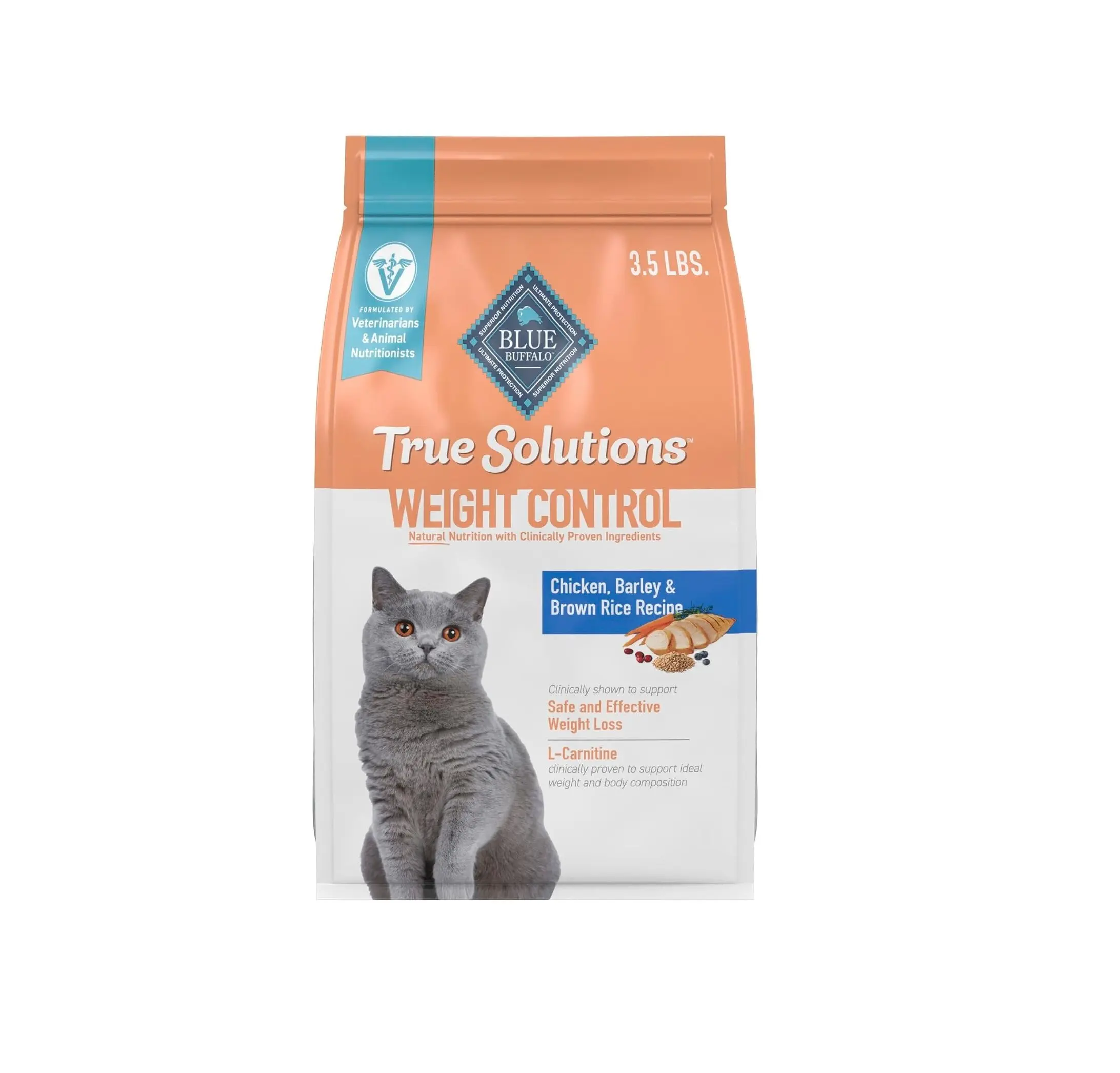 Blue Buffalo True Solutions Weight Control Natural Dry Cat Food for Adult Cats, Chicken, 3.5-lb. Bag