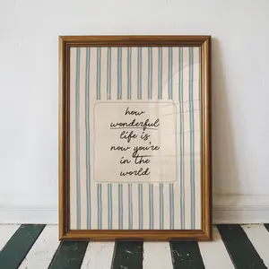 Vintage Blue Stripes Nursery Quote Wall Art Baby Boy Room Decor Print
