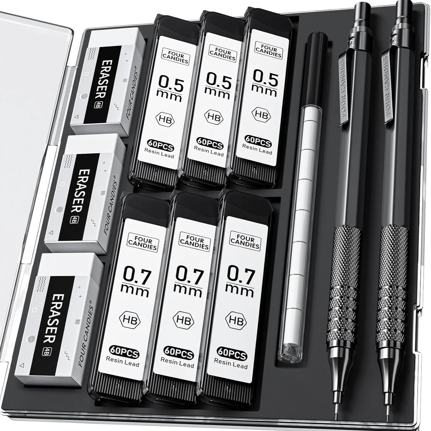 2PCS/Black(0.5&0.7mm)