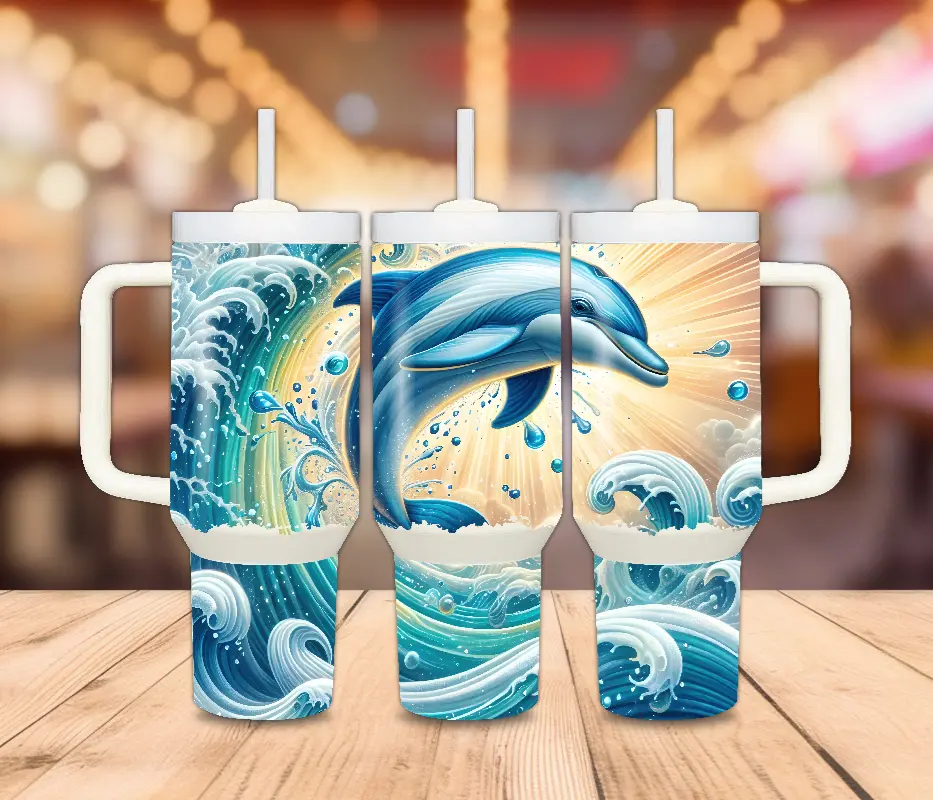 40 Oz. Dolphin in Surf Tumbler