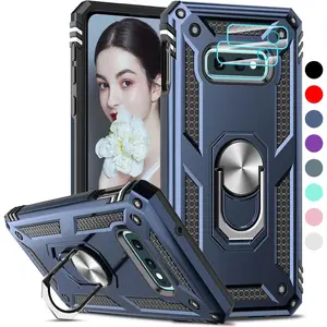 for Samsung-S10e-Case with Ring Stand, Shockproof Galaxy S10e Phone Case with Camera Lens Protector, Heavy Duty Rugged Protective Cell Case Cover for Galaxy S10E, Blue
