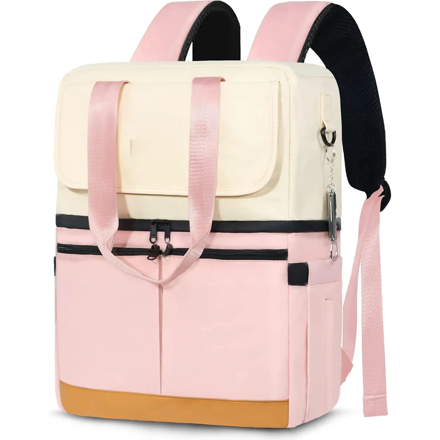 Backpack Cooler with Double Decker & 12 Ice Packs- Keeps 36 Cans Cold for Up to 24 Hours-  & Leak Proof Insulated Cooler Backpack- Stylish Cooler Bookbag for Women Travel Work Beach
