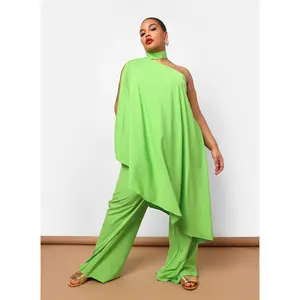 Sedona Halter Asymmetrical Longline Top - Neon Green