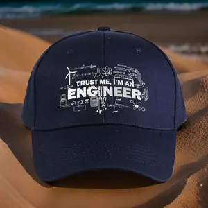 1pc Engineer-Themed Sports Cap with Adjustable Strap – Breathable Polyester Dad Hat for Men & Women, Perfect for Running, Hiking, Cycling & Everyday Adventures, Black with "TRUST ME I'M A ENGINEER" Print