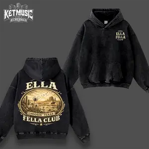 [KetMusic Studio] Ella Fella Club Choosin Texas Graphic T-Shirt Hoodie, Vintage Western Country Music Tee, Cowboy Desert Back Print Shirt, Black Acid Wash Oversized Sweatshirt, Southern Cowgirl Streetwear Fan Gift