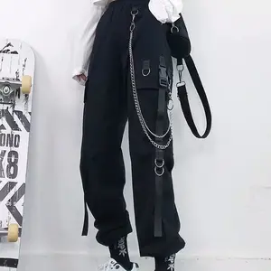 Women's tooling jogging pants loose tooling pants with chain