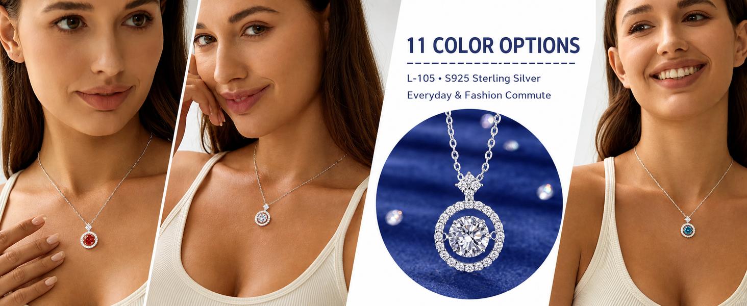 Women's S925 Sterling Silver Moissanite Necklace, D Color VVS Dancing Stone Round Halo Pendant with 4-Stone Floral Accent, O Chain, Birthday Anniversary Gift