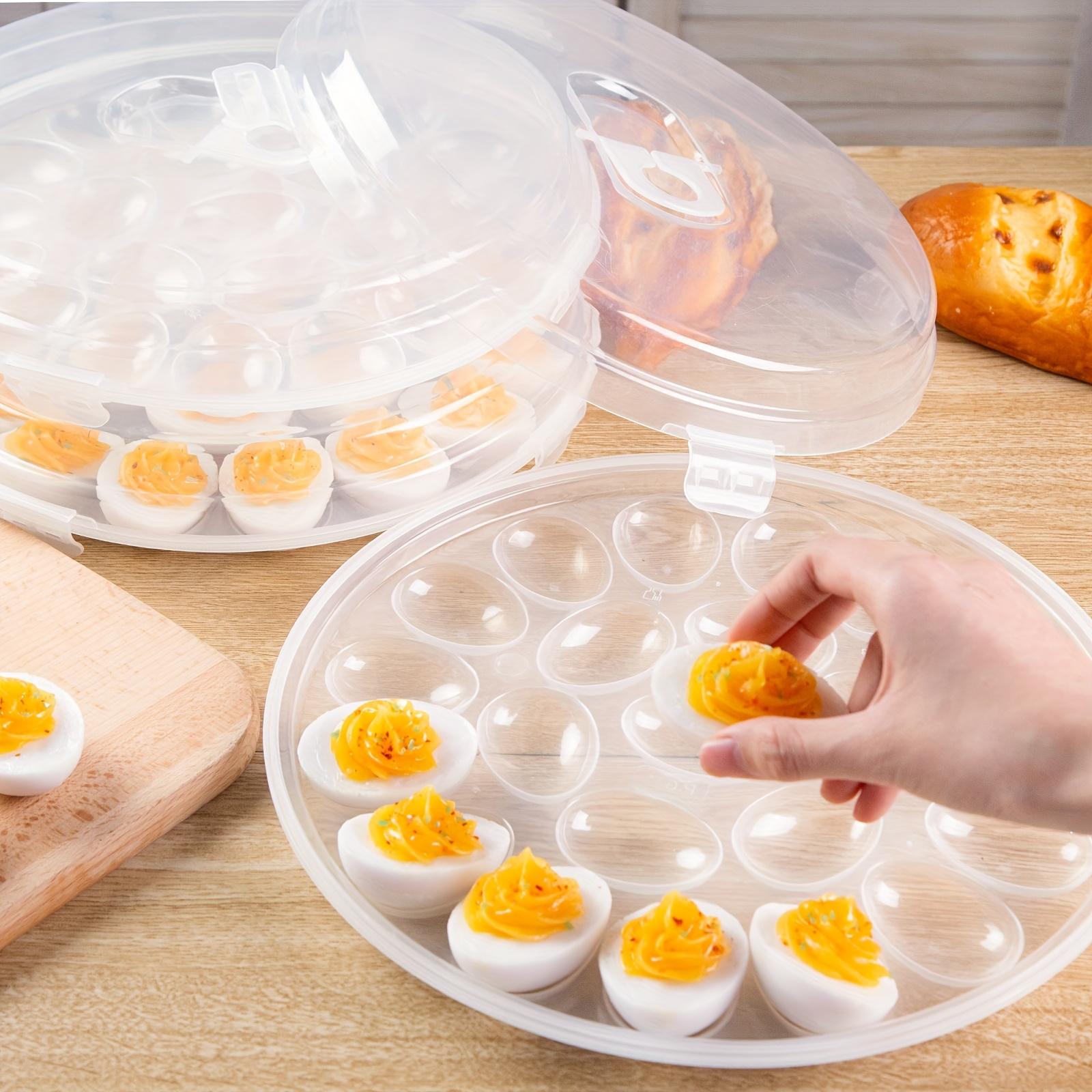 [Portable Egg Containers] 3pcs Deviled Egg Containers With Lid, Deviled Egg Platter With 66 Slots Portable Egg Containers Carrier Holder Trays For Party, Home Kitchen, Campings, Outdoor Activities