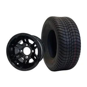 SGC 10″ Glossy Black Golf Cart Wheels – Aluminum Alloy 206/65-10 Street Tire