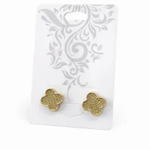 Elegant Gold Glitter Clover Stud Earrings for Women - Perfect for Everyday Wear and Special Occasions