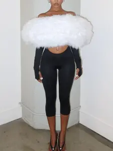 Women's Fall Fashion Streetwear Plush Patchwork Bodycon Crop Jumpsuit, Trendy Casual One-Piece for Daily Wear