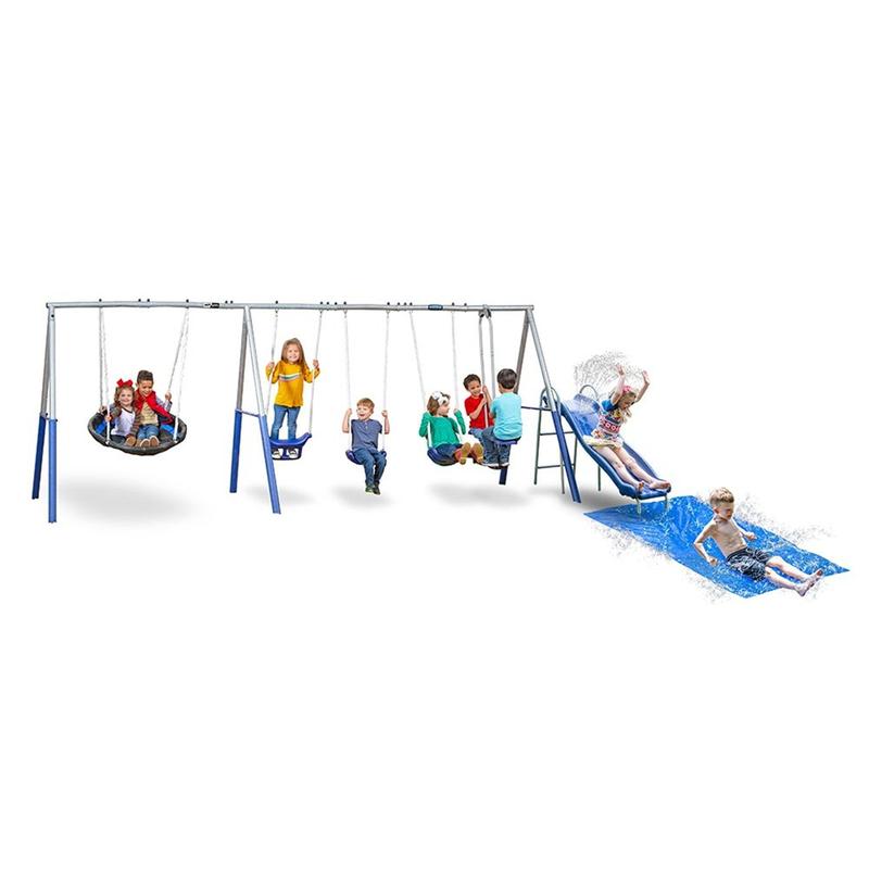 XDP Recreation Fun Always Outdoor Playground with Water Slide & Super Disc Swing