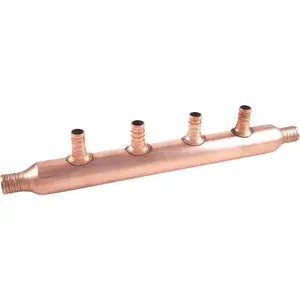 212 MAIN 22786A 4-Port Open Copper Manifold, Push-Fit Barbed Inlet Branches, Corrosion Res., Lead-Free