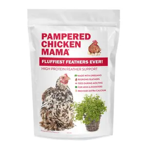 Pampered Chicken Mama Fluffiest Feathers Ever High Protein Feather Support Supplement with Oregano for Hens & Roosters - Food