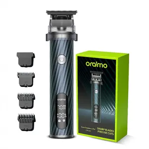 Oraimo SmartTrimmer 2 Pro Cordless Men's Hair Clipper - Barber Equipment, 7000 RPM Professional Trimmer, Adjustable Head, Self-Sharpening Blades, 2.5H Runtime, Digital Display, Metal Housing, 3 Guide Combs for Face & Hair Grooming