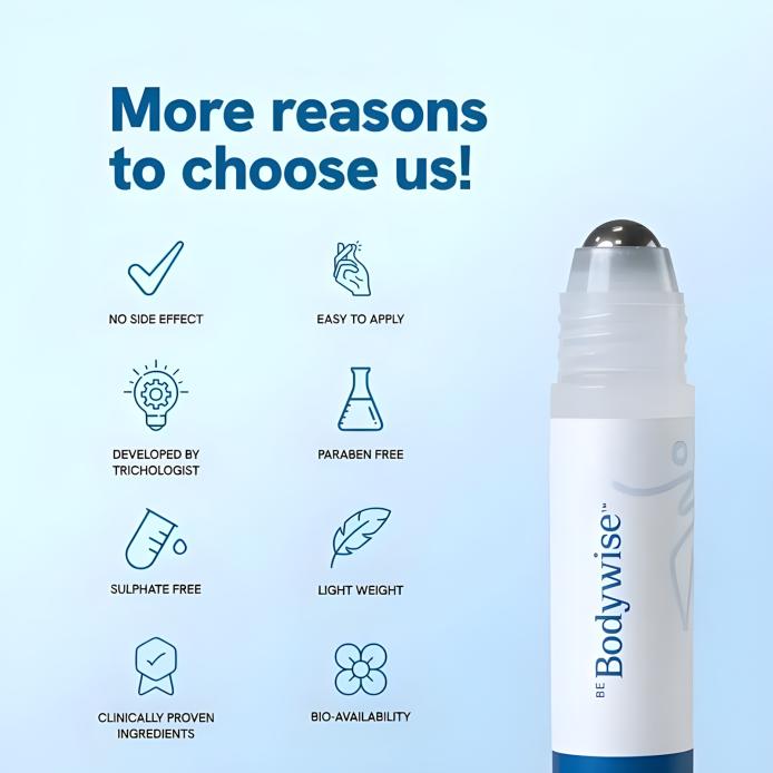 2 Packs Flash Sale Be Bodywise Advanced Hair Growth Roll-On Serum 25ml with 3% Rosemary 2% Aminexil 3% Redensyl 2% Anagain Paraben & Sulphate Free Non-Oily Mess-Free