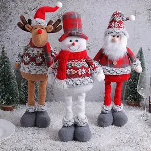 Christmas Expandable Standing Decoration, Cute Santa Reindeer Snowman, Holiday House Room Display Hotel Window Atmosphere Decor