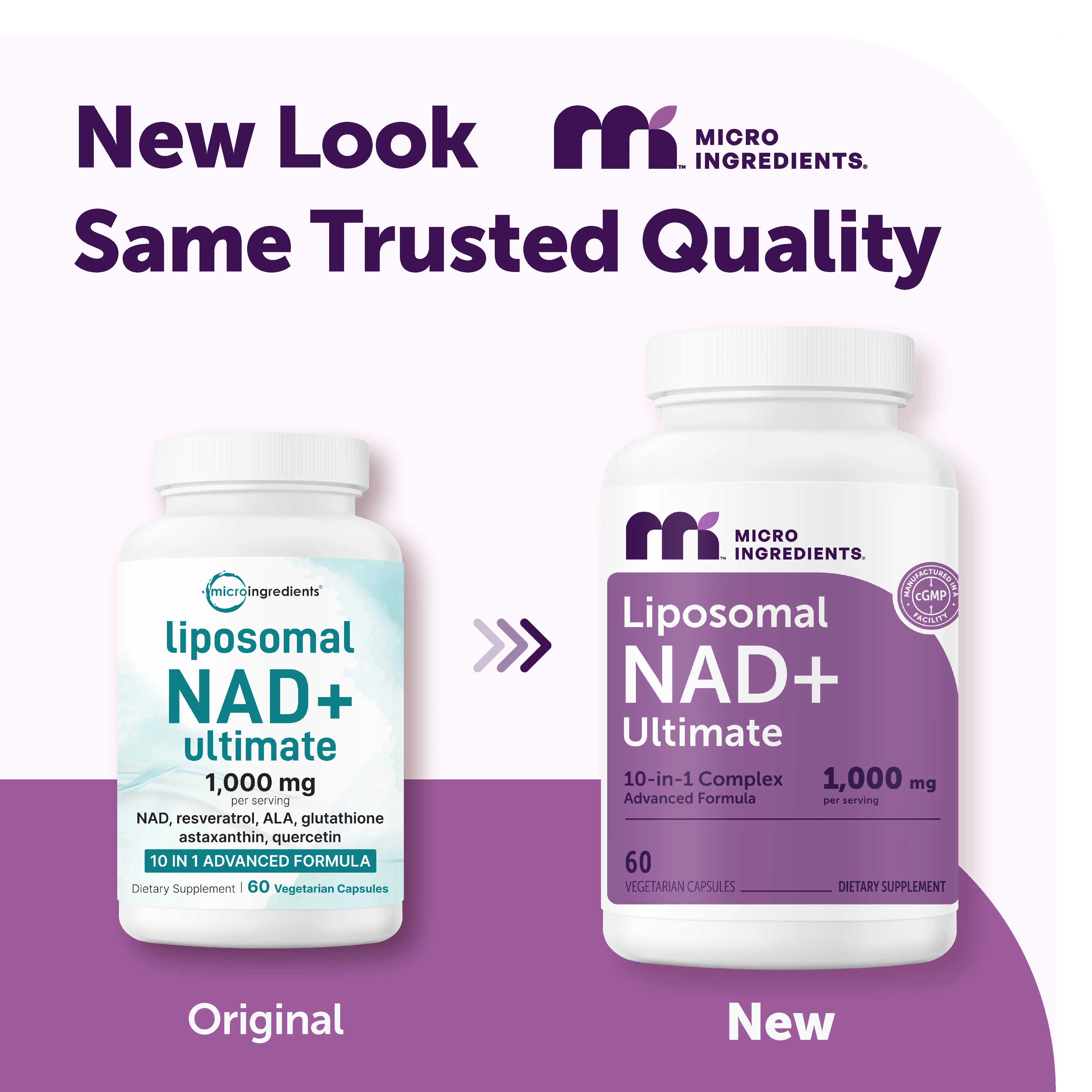 Micro Ingredients Liposomal NAD+ Ultimate 1,000mg, 60 Veggie Capsules