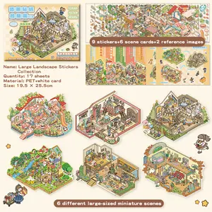 adult stress relief scene Stickers, Multi-Style Pet Includes 6 Extra-large Scenes, 9 Material Sheets, 2 Reference Images. 3D Miniature Cottage Micro Stickers, DIY Scrapbook Toy Stickers,  Manual Stickers, therapy Whisperin Series gift artistic craft