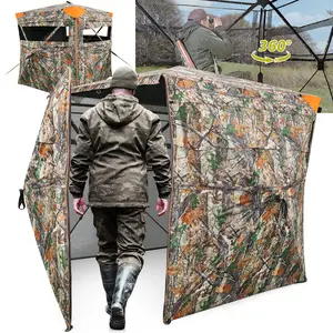 Hunting Blind 270°/360° See Through Ground Blinds with Silent Windows Carry Bag Two Size Option Portable Hunting Tent for Deer Duck Turkey Realistic Patterns