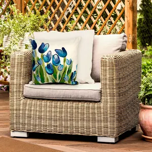 Lush Decor VISIONS III Indoor/Outdoor Handmade Pillow - Contemporary Botanical Floral Accent  (Allover Tulips)