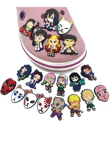 20pcs Cartoon Anime Demon Slayer Shoe Charms PVC Accessories DIY Shoe Decorations for Classic Sandals Christmas Gift