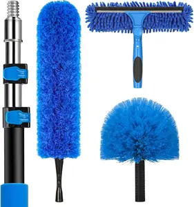20 Feet High Reach Duster Kit with 5-12 Ft Extension Pole, Cobweb Duster with Telescoping Pole