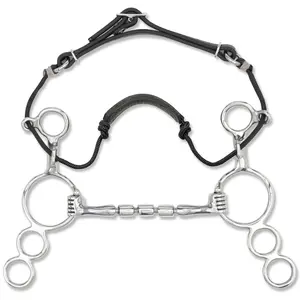 Myler MB 32-3 Combination Horse Bit - 6" Shank, Sweet Iron Triple Barrel Mouthpiece, ISM, Leather Noseband