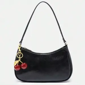 Women's Outfits Handbag, Floral Patterned Fabric Everyday Purse Crossbody Bag Cute Bag Charms Cherry Work Bags for Women Minimalist One Shoulder Bag Zipper Closure Retro Style Underarm Bag Suitable for Multiple Occasions