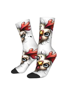 Peeping Cute Animals Chicken Sock Printed for Man Polyester Tube Socks