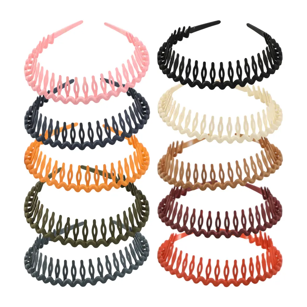 Women's 10-Pack Plastic Headbands with Teeth, Elastic Band Headbands for Girls, Daily Wear Hair Accessories That Holds Hair Securely campingessentials, Headbands For Women, Women/Girls