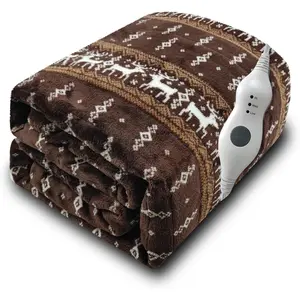 Electric Heated Blanket Throw,Double Flannel Electric Throw with 3 Heating Levels,ETL&FCC Certified, 4H Auto Off Overheat Protection,Heating Blanket for Home Office, 50"x60"Brown