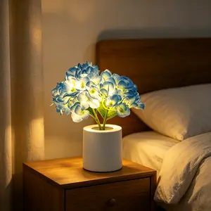 Blue Hydrangea LED Flower Lamp, Rechargeable Artificial Flower Night Light, Romantic Aesthetic Decor Light for Bedroom, Home, Mother’s Day/Christmas Gift for Women