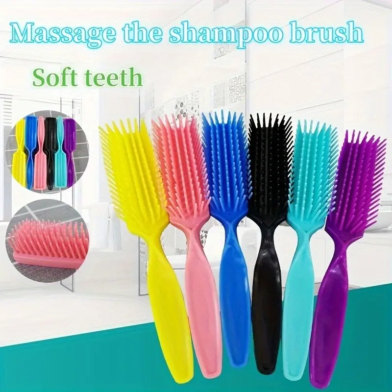 6 Pack Colorful Detangling Hair Brush with Soft Scalp Massage Bristles - Ergonomic ABS Handle Hair Combs for Wet and Dry Hair - Tangle Teaser for Long Curly Hair Care - Professional Salon Hairbrush Set 6 Pcs Random Colors - Detangler Combs