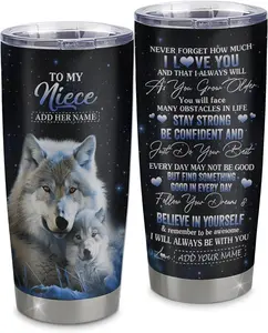 To My Niece I Love You Forever 20oz Curved Stainless Steel Tumbler Double-Wall Vacuum Insulated BPA-Free Flip Lid Travel Mug for Hot Cold Beverages Personalized Gift for Birthdays Graduation Christmas