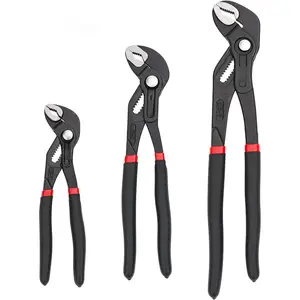 Basics 3-Piece Quick Release Groove Joint Pliers Set, Drop Forged Chrome Vanadium Steel with Comfortable Rubber Grip, Adjustable, 7-inch, 10-inch, and 12-inch, Black