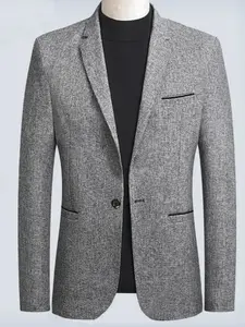 Men's Casual Blazer Jacket, Single Button Slim Fit, Breathable Wrinkle-Resistant, Colorblock Pockets, Business & Daily Wear