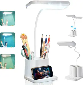 LED Desk Lamp,3-Color Control Mode with Pen Holder and Phone Stand,360°Flexible,Touch Control,Eye-Caring,Table Lamp for Computer/Desktop, Study Lamp for Study Bedroom and Office
