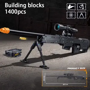 Adult Building Block Gun Set Blasters, Awm Series, Includes 16x Scope, Birthday Gift, Holiday Present, Toy Weapon for Kids & Adults