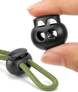 12 count Cord Lock, Double Hole Round Ball Plastic Spring Cord Locks, End Stopper Fastener Slider Toggles Clip for Drawstrings Lanyard Paracord (12)