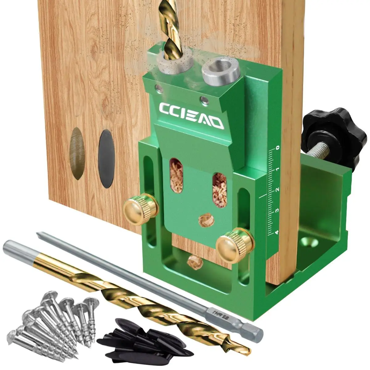 Pocket Hole Jig Kit, Adjustable Woodworking Tools, Pocket Dowel Hole Jig System Set, Woodworking Guides Joint Angle Tool, Carpentry Locator, Hex Shank Drill, Drill Bits Set