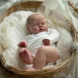 GUESSBELLY 20 Inch 3D Skin With Visible Veins 50 CM Asleep Fat Reborn Baby Doll Toy For Girl Vinyl Limbs Cloth Body Babies Dolls Lifelike Birthday Gift Play House Bedtime Accompany Dolls