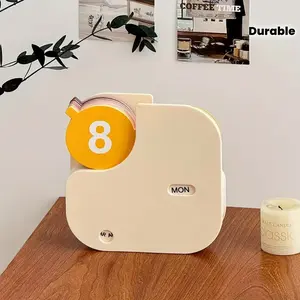 Nordic mini desk calendar with orange dial-weekly and monthly views, ABS material, English language, modern desktop decoration | durable desk calendar, desk calendar