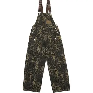 COOLMONAR Women'S Y2K Leopard Print Jeans Overall Chic Streetwear Baggy Wide Leg Jumpsuit Retro Hip Hop Loose Trouser